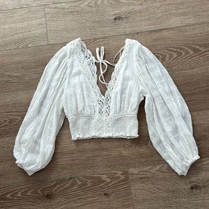 Long Sleeve White Crop Top